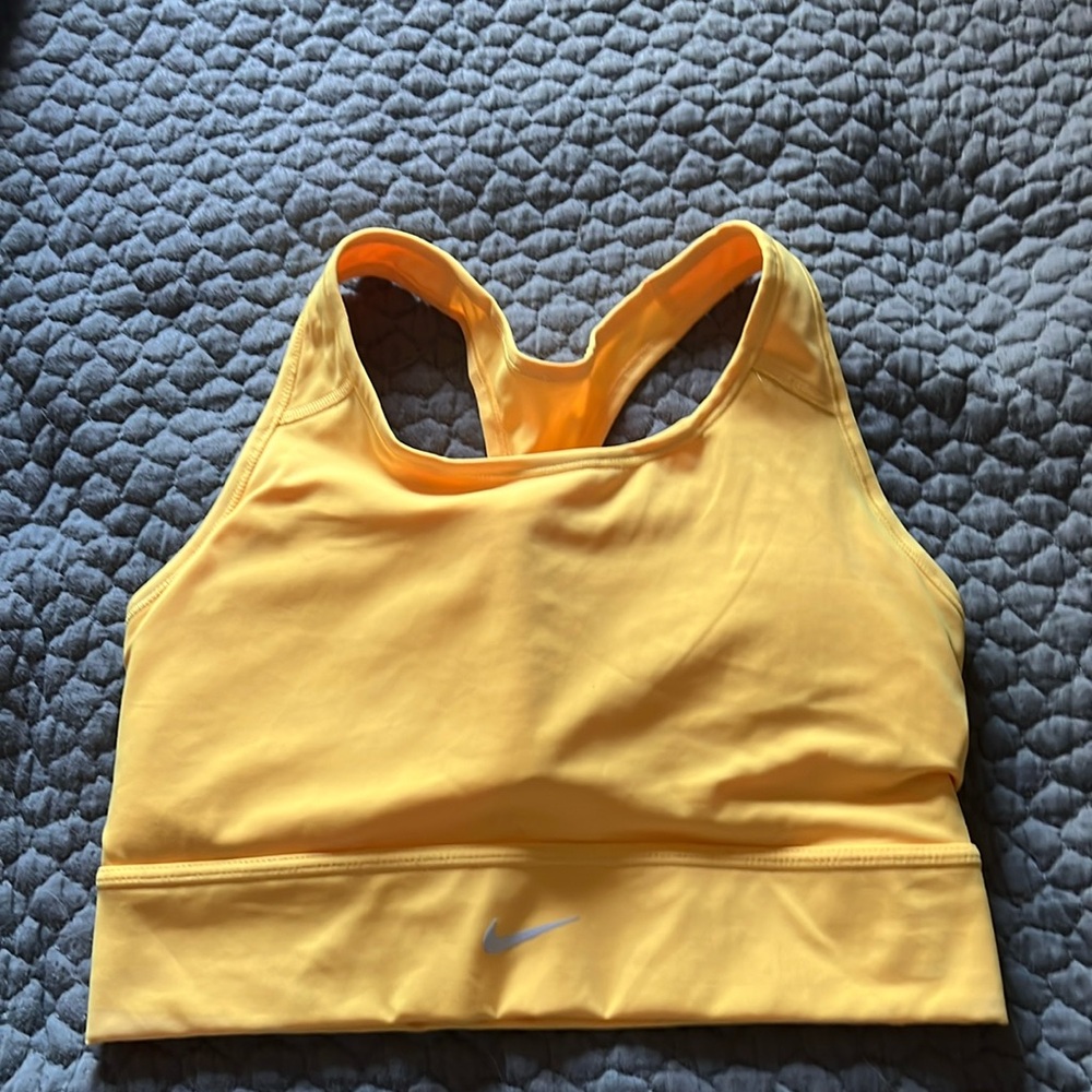 Yellow Nike dri-fit tank/sports bra.